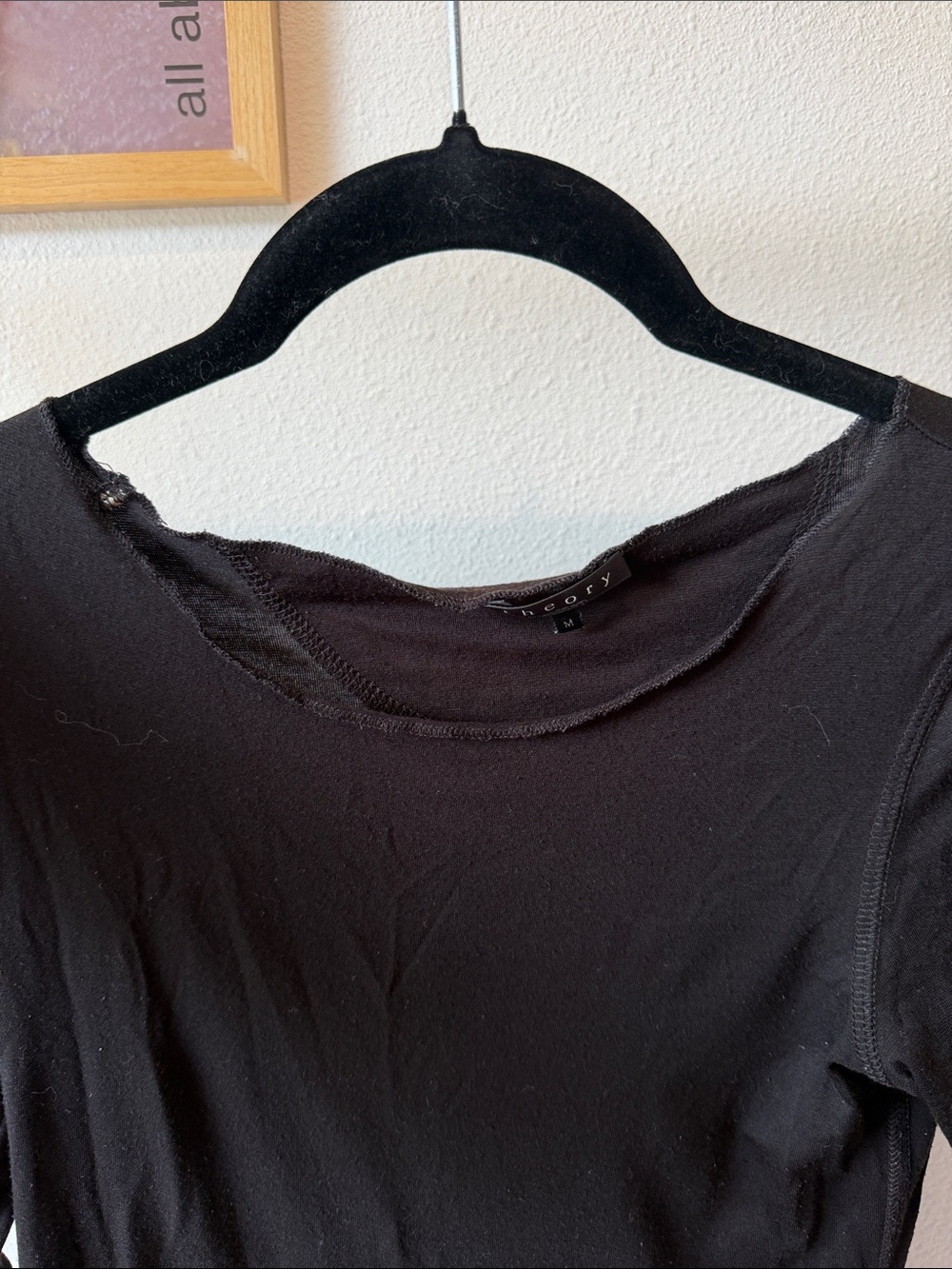 Theory Black Long-Sleeve Slim Crewneck Top - Picture 4 of 4